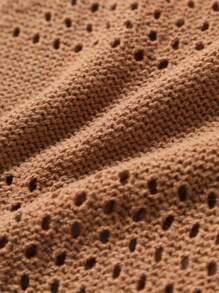 Chillumni Men's Solid Color Crew Neck Long Sleeve Minimalist Sweater, Casual For Everyday Wear - Coffee Brown - View 7