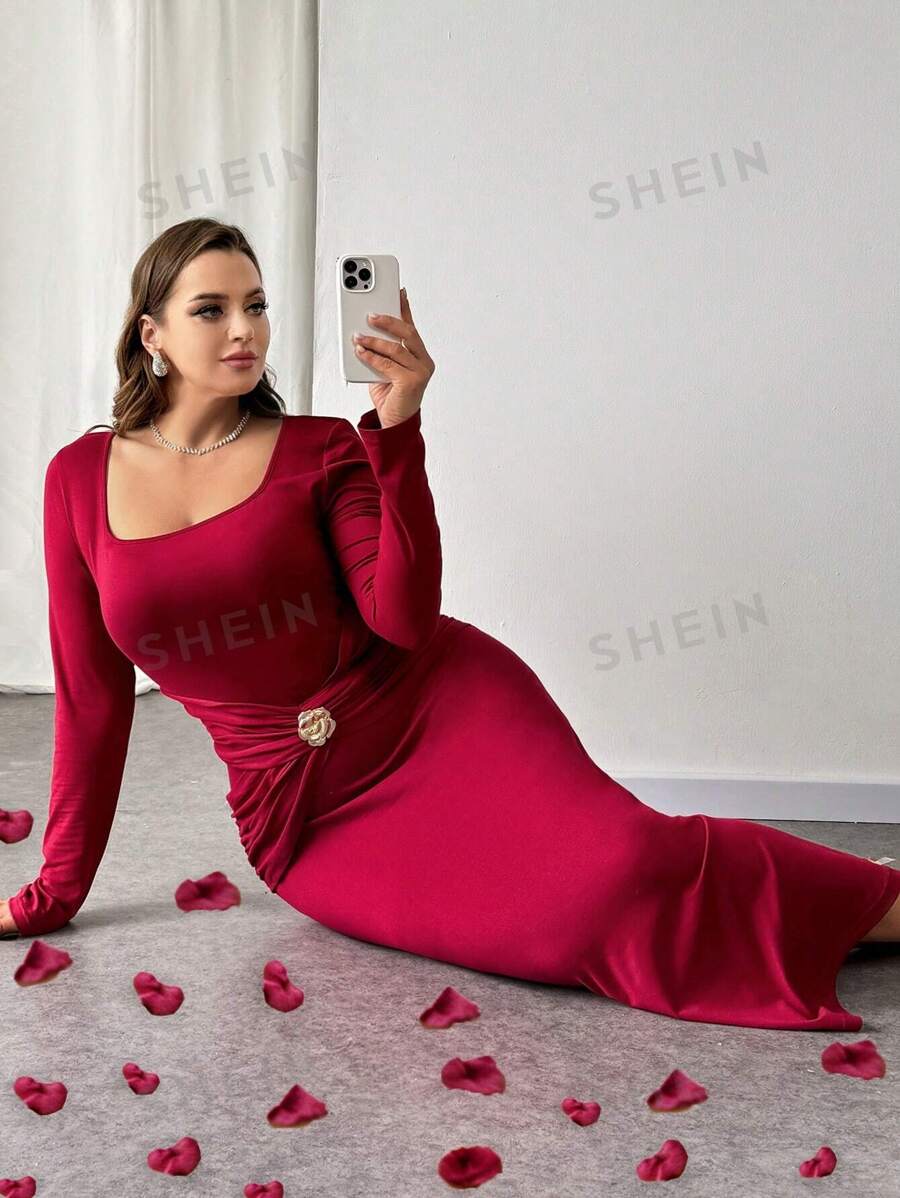 SHEIN Privé Vestidos de mujer de talla grande para el Día de San Valentín, vacaciones, cumpleaños, eventos elegantes, negocios casuales, bodas como invitada