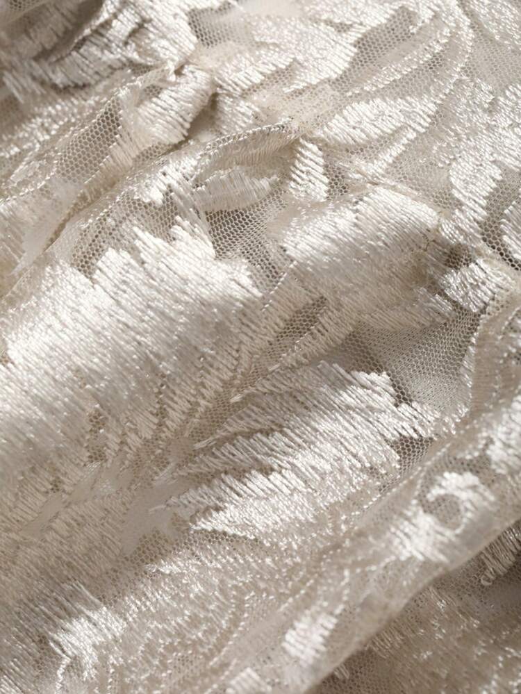 Lace Crew Neck Puff Sleeve Ruffle Hem Women Short Dress Prom Dress Sundress Elegant Women Dresses Easter Floral Dresses For Women