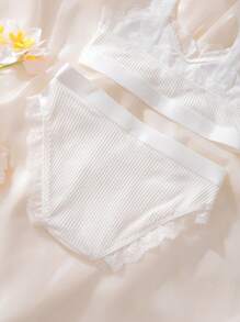 2pcs Comfy Cotton Girls Tween Intimates Set, Bra And Panty