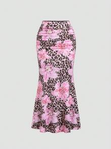 Sweetra 女式全印花百褶A字裙，休闲度假女裙