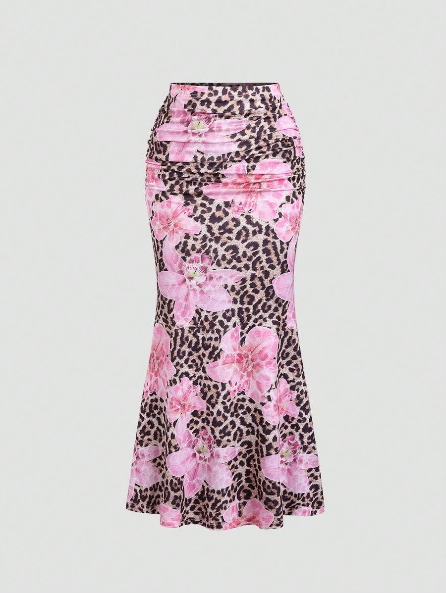 Sweetra 女式全印花百褶A字裙，休闲度假女裙