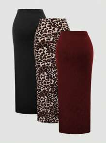 Sweetra Women's Elastic Waist Pleated Side Slit Hem Long Skirt, Fashion Fall Cloth For Women - Multicolor - View 2