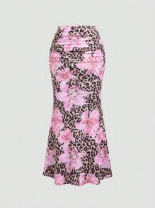 Sweetra 女式全印花百褶A字裙，休闲度假女裙