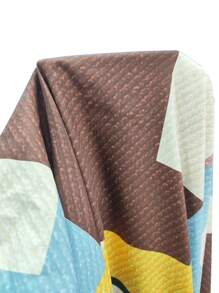 SHEIN LUNE 大码女式立领几何拼接长袖优雅迷你连衣裙