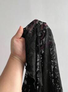 SHEIN PETITE Women's Sexy Lace See-Through Crop Top Fall Cloth For Women