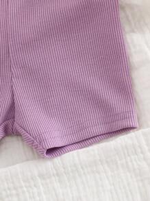 SHEIN Ensemble 2 pièces t-shirt et short imprimé de dessin animé mignon pour bébé fille nouveau-né, été