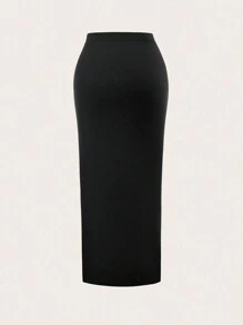 Sweetra Women's Elastic Waist Pleated Side Slit Hem Long Skirt, Fashion Fall Cloth For Women - Multicolor - View 4