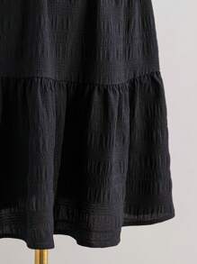 Soleia Cute Black Dress: Women's Ruffle Tie Back Mini Sun Dress For Summer - Black - View 7