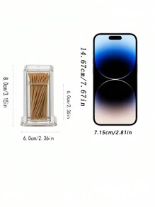 1 件装 PMMA 牙签筒，透明亚克力牙签筒，简约透明牙签筒，优雅洁净，适用于家庭厨房收纳小工具，创意便携式牙签盒 - 無色 - 查看 4