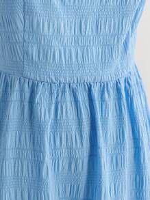 Soleia 女士纯色露背简约短裙，休闲日常穿着 - 藍色 - 查看 7