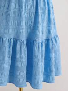 Soleia 女士纯色露背简约短裙，休闲日常穿着 - 藍色 - 查看 4