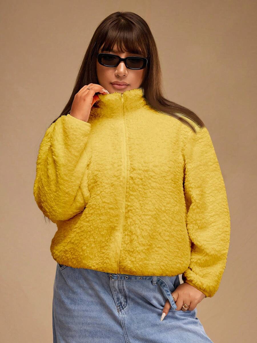 Forever 21 Plus Size Solid Color Front Zipper Long Sleeve Casual Jacket