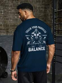 GymBeat Áo thể thao tay ngắn giản dị, thiết kế tối giản để mặc hàng ngày - Màu xanh hải quân - Xem 3