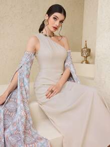 Al Najma Women Arabic Style Simple Fashion Casual Daily Dress, Arabian Dresses - Apricot - View 1