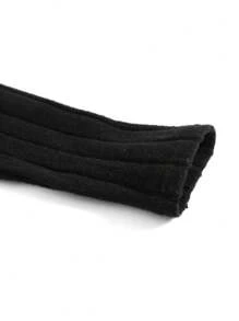 SHEIN EZwear 2 buc/Set femei, negru, tricotat cu nervuri, cu guler, cu mâneci lungi și cu imprimeu Camo, cu talie elastică, pantaloni lați, îmbrăcăminte confortabilă pentru toamnă/iarnă