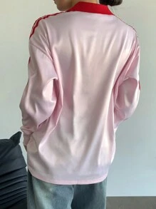 Flirla Ladies' Valentine's Day Contrasting Letter Print Activewear Pink Long Sleeve T-Shirt Fall Cloth For Women - Pink - View 3