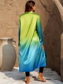 Swim Mulvari Vestido y bata tipo kimono de mujer con estampado degradado para cubrir en vacaciones en la playa - Azul - Ver 5