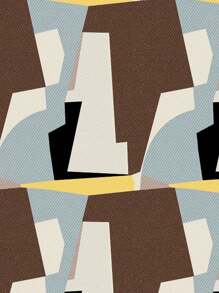 SHEIN LUNE 大码女式立领几何拼接长袖优雅迷你连衣裙