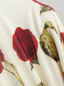 Soleia New Spring/Summer Backless Rose Floral Print Long Elastic Mesh Dress, With Halter,Western Wear Women,Festival,Boho ,Bohemian - Multicolor - View 6