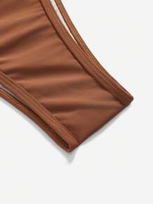 SHEIN MOD Women's Brown Beach Bikini Swimwear Set, Bohemian Style, For Dating, Vacation, Summer Outfit Clothes - Brown - View 4