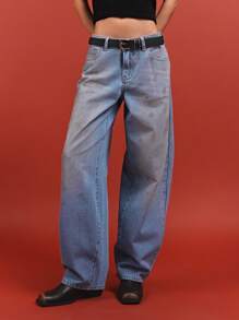 LYSMO 女士新款浅蓝色做旧洗水牛仔裤