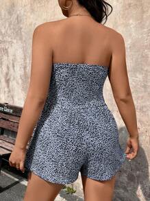 SHEIN VCAY Mono estampado de leopardo con estilo bohemio para talla grande, uso casual de verano - Azul - Ver 2