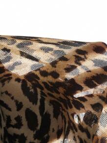 Modelyn Women's  Elegant Sexy Pile Collar Leopard Print  Cheetah Print  Long Sleeve Top, Fish Tail Slim Skirt Two-Piece Set, Spring,  Festival  Valentine's Day - Multicolor - View 8