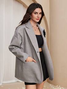 SHEIN Unity Women's Reversible Floral Double-Sided Blazer - Grey - View 6