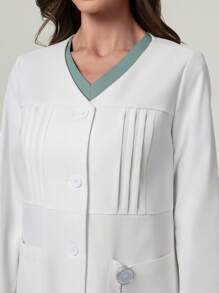 Scrubzie Long Anti-Wrinkle Lab Coat For Women - White - View 8