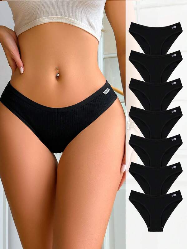 Shein Underwear&Sleepwear Basics 7pcs Women's Comfortable Sports/Casual Triangle Panties, Simple & Fashionable For Daily Wear