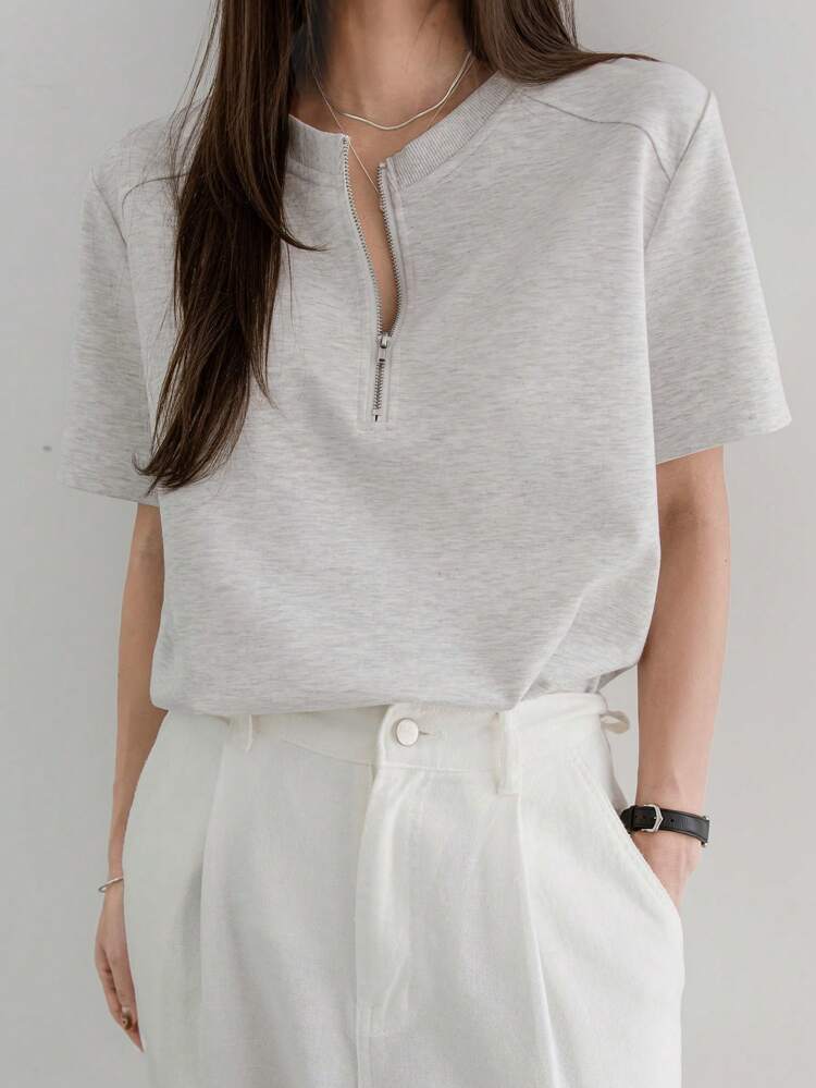 Casual & Business Solid Color Minimalist Short Sleeve T-Shirt For Women Old Money Style Summer, Business Casual Women, Teacher