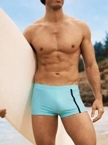 Horizaway Bañadores casuales con contraste de color y cintura elástica para hombres, estampado hawaiano - Azul - Ver 7