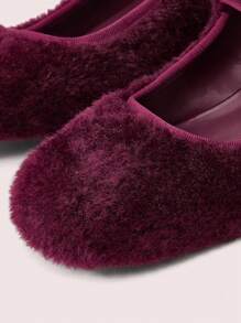 CUCCOO DOLLMOD Thick Heel French Mary Jane Fluffy Women Shoes, Square Toe, Fashionable For Autumn/Winter Valentine's Day - Burgundy - View 7