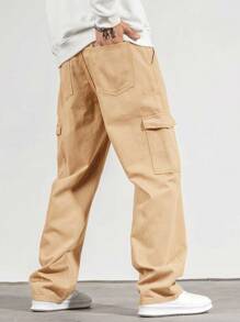 Manfinity EMRG Loose Fit Men's Solid Color Denim Jeans With Pockets