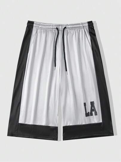 Street Life شورت رياضي رجالي بخصر ذو سحاب للرياضات مثل كرة السلة، من طراز كولدج ملون،مناسب للربيع والصيف