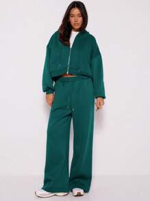 MUSERA Pantalón de chándal de pierna ancha con detalle de bolsillo, para vacaciones, aeropuerto y uso casual en invierno - Agua verde azul - Ver 1