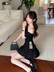 DAZY 女式侧条纹装饰休闲裙