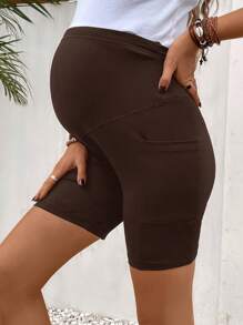 SHEIN Mallas simples de unicolor casual diario para maternidad