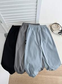 3pcs Kids Relaxed Casual Print Drawstring Waist Pants Set, Suitable For Spring, Summer, Autumn, Winter, Young Boy Clothes, Back To School Outfit, Suitable For Birthday Party, Formal Event, Wedding, Christening, School Ceremony'
