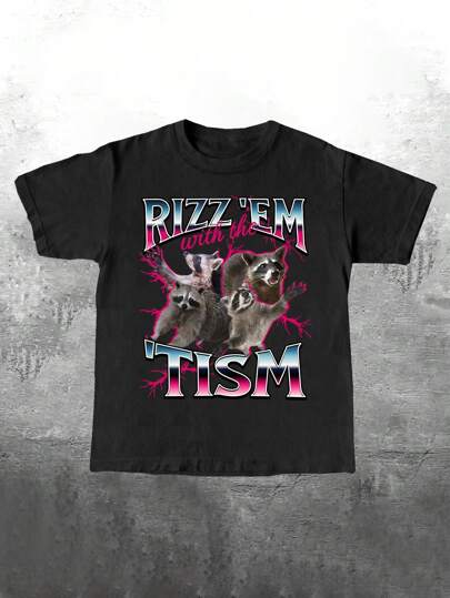 Manfinity Dauomo Amazing Lightning Raccoon Print Funny Meme Men's Standard T-Shirt