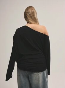 MUSERA Top cu mânecă lungă cu umăr moale, cu umăr lung pentru întâlnire, noapte fete, sexy, vacanță, vacanță, ocazie, invitat la nuntă Ibiza, vacanță