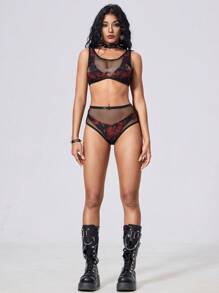 ROMWE Bộ bikini Gothic Punk dự tiệc bãi biển mùa hè dành cho nữ, Halloween - Nhiều màu - Xem 6