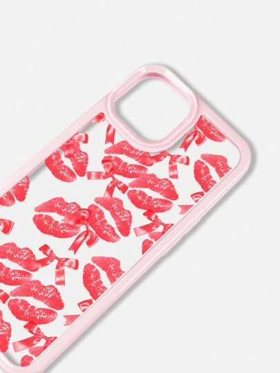 Fairycore 1 pièce Étui pour iPhone avec motif de lèvres rose, compatible avec les iPhone 11, 12, 13, 14, 15 Pro Max 16