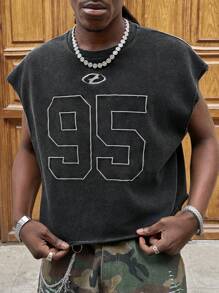 AXEPEAK Men's Embroidered Snowflake And Numeral Print Short Length Top - Multicolor - View 5