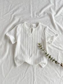 Vintaside Kids 1pc Young Boy Casual Versatile Textured Fabric Short Sleeve Shirt