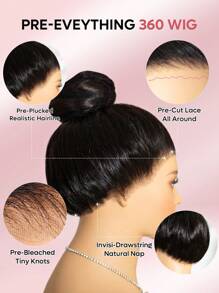 Perruque sans nœud à frontale en dentelle 360 sans colle, vagues profondes pré-décolorées, perruque frontal de cheveux humains