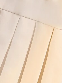 SHEIN Elladie kids Bộ 2 áo không tay đi làm thường ngày cho bé gái có cổ và nút phía trước + chân váy xếp ly - Màu be - Xem 5