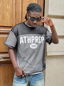 Manfinity VCAY Men's Digital Printing Mesh Panel Round Neck Short Sleeve T-Shirt - Black - View 3