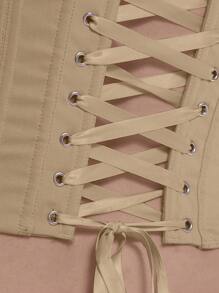 MUSERA 编织骨架镂空系带束身胸衣上装，适合派对、生日、秋季、春季、夏季、节日和假日穿着。 - 杏色 - 查看 5